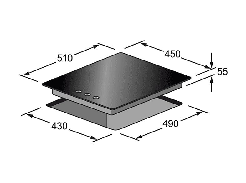 Placa de gas - Kaiser KCG 4384, 3 zonas, 45 cm, Negro