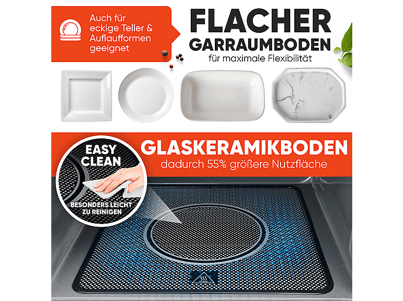 Microondas - Proficook 501204, 800 W, 5 potencia, 23 l, Negro
