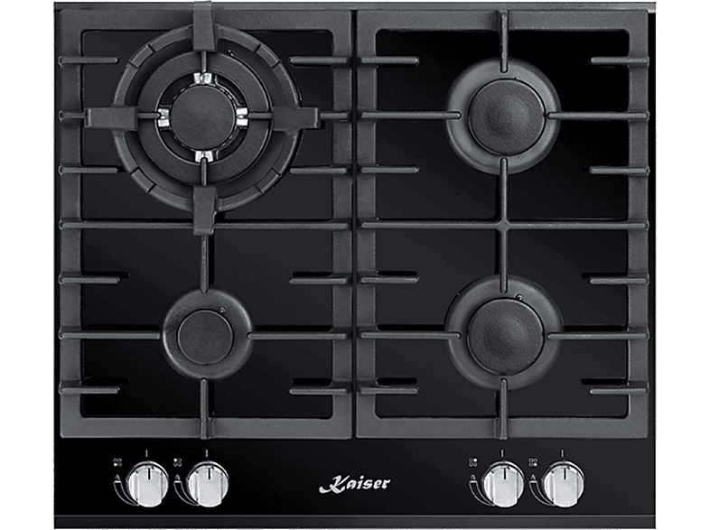 Placa de gas - Kaiser EH 6326 SP, 4 zonas, 58 cm, Negro