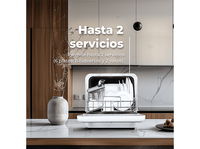Lavavajillas compacto - Evvo MINI D TRIP, 3 programas, 42,0 cm, Blanco