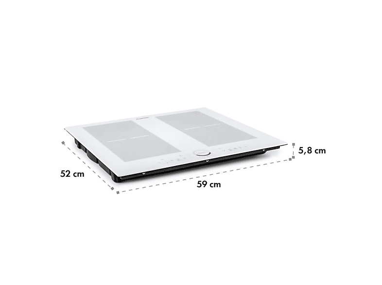 Placa de inducción - Klarstein Delicatessa 60, 4 zonas, 59 cm, Vidrio Blanco