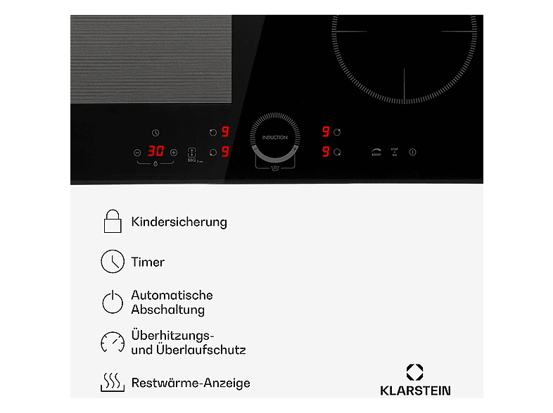 Placa de inducción - Klarstein Delicatessa 60 Hybrid, 4 zonas, 59 cm, Negro