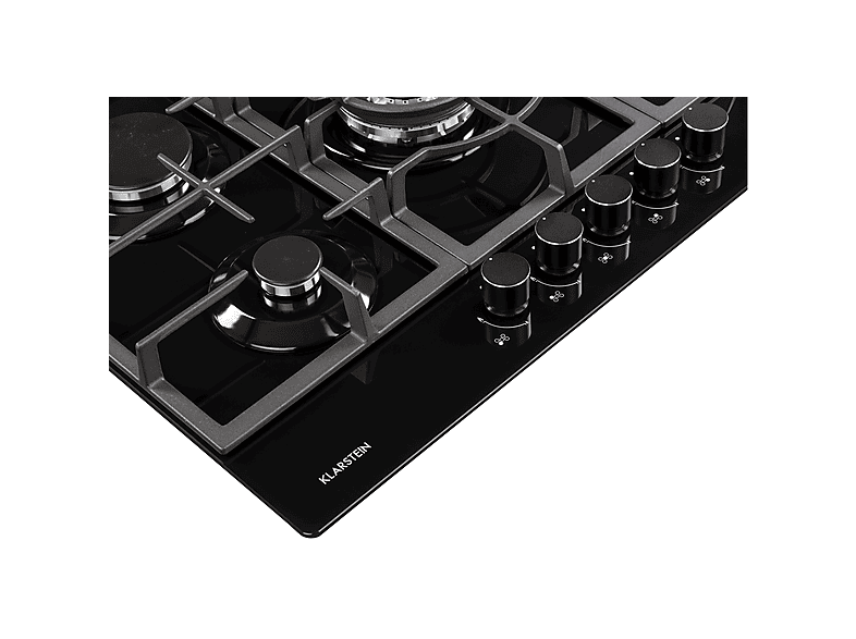 Placa de gas - Klarstein Ignito 5, 5 zonas, 75 cm, Negro