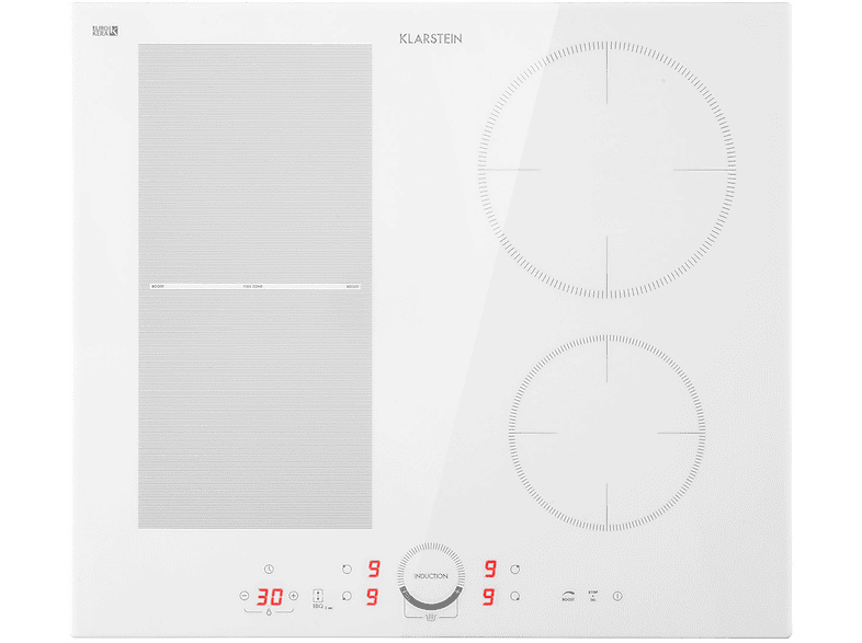 Placa de inducción - Klarstein Delicatessa 60 Hybrid, 4 zonas, 59 cm, Vidrio Blanco