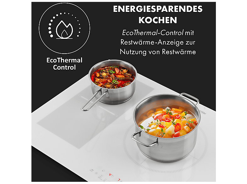 Placa de inducción - Klarstein Delicatessa 90 Hybrid, 5 zonas, 90 cm, Vidrio Blanco