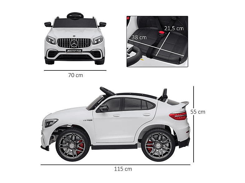 Coche Eléctrico Infantil - Homcom +3 años, mando, música, luces, doble apertura, 12V, batería