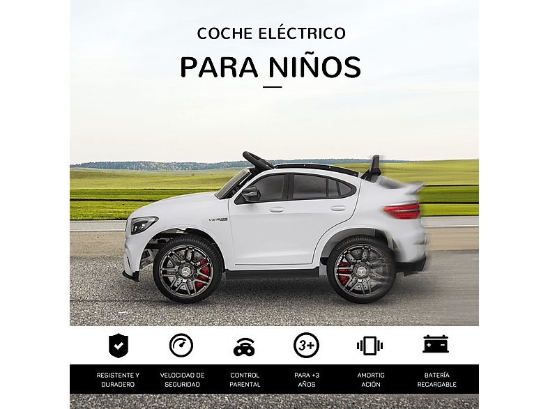 Coche Eléctrico Infantil - Homcom +3 años, mando, música, luces, doble apertura, 12V, batería