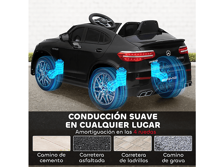 Coche Eléctrico Infantil - Homcom batería, luces, +3 años, 12V, mando a distancia