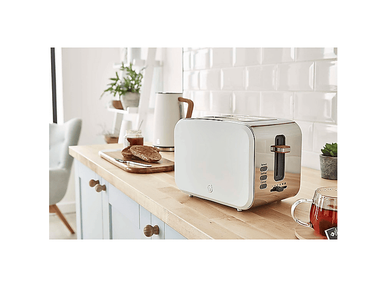 Set Desayuno - Swan STRP1060WHTNEU, Nordic Set Desayuno, Hervidor Agua 1,7L, Tostadora 2 rebanadas, Microondas 20L Digi, 2200 W, 2 ranuras, Blanco