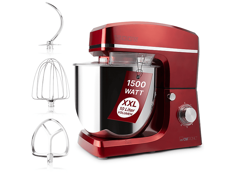 Robot de cocina - Clatronic 263958, 1500 W, 10 l, Rojo