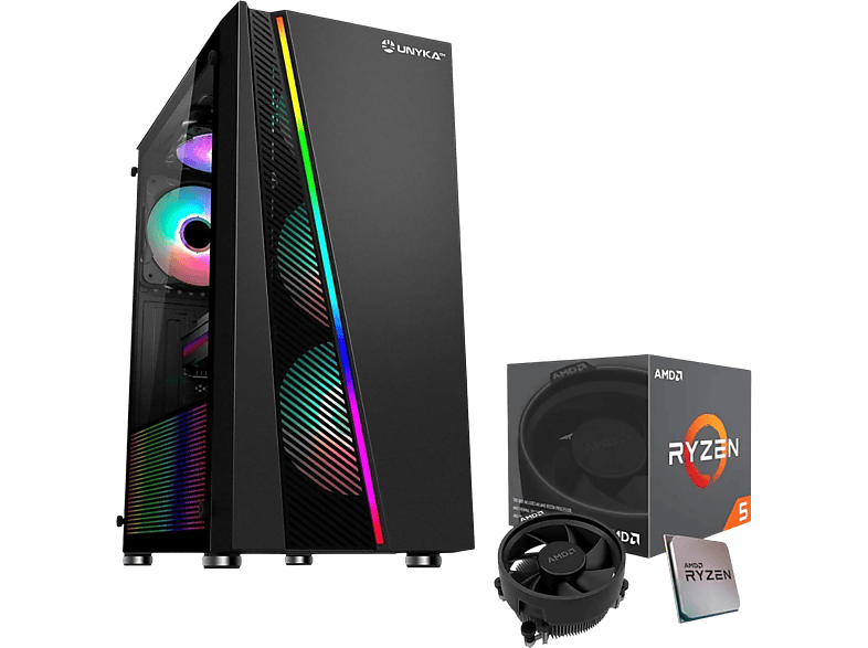 PC Gaming - Joybe Computers Gamin Pro Avanzado AMD RYZEN 5 5600G, 32 GB RAM, 1 TB SSD, Radeon™ RX Vega 7, Windows 11 Pro, Negro