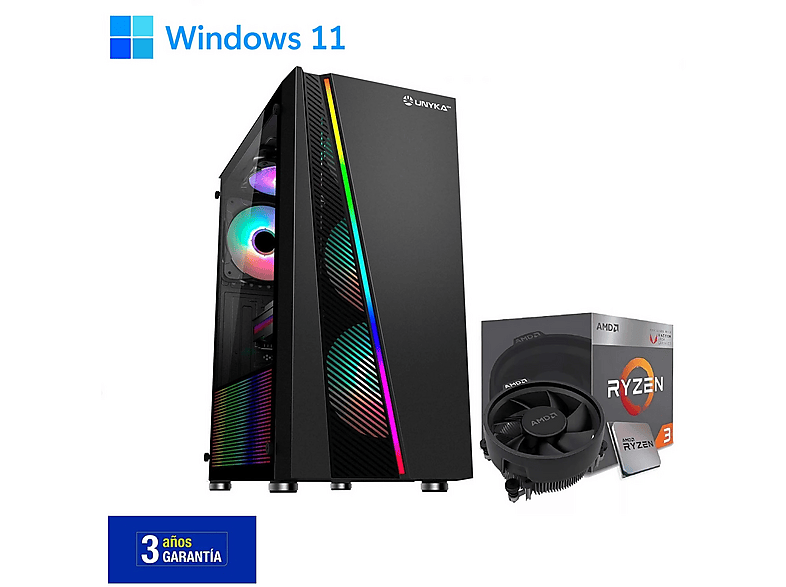 PC Gaming - Joybe Computers PC Gaming AMD - Ordenador Gaming Ryzen 5 5600G, AMD Ryzen™ 5 5600G, 16 GB RAM, 256 GB SSD, Radeon™ RX Vega 7, Negro ARGB