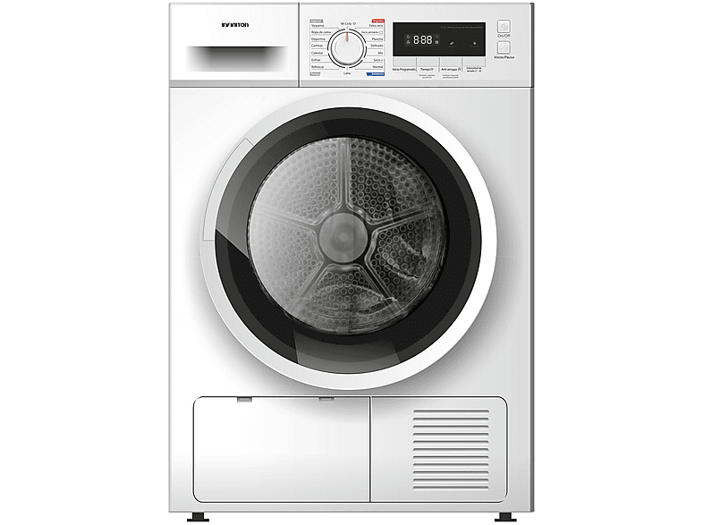Secadoras condensación - Infiniton SD-A82I/SD-C8B, 8 kg, 16 programas, Blanco