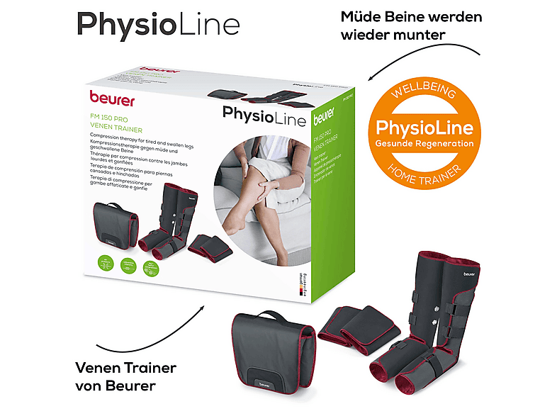 Masajeador - Beurer FM-150 PRO BOTAS DE PRESOTERAPIA, para Piernas, Negro