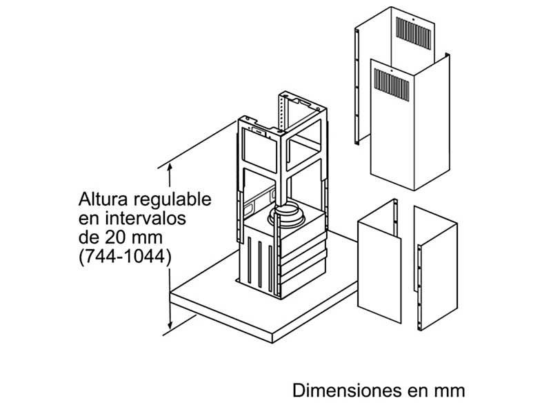 Campana de isla - Bosch DIB97IM50, 3 velocidades, 754 m³/h, 898 mm, Inox