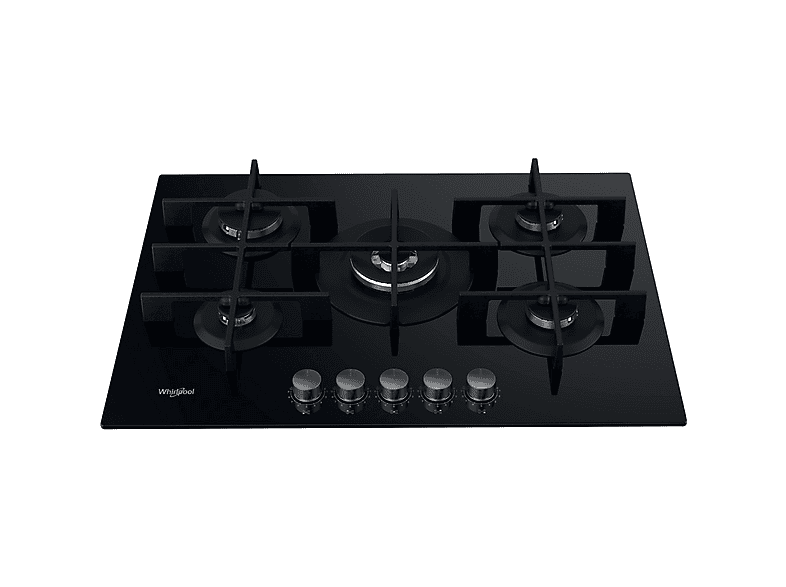 Placa de gas - Whirlpool GOWL 728/NB, 5 zonas, 730 mm, Negro