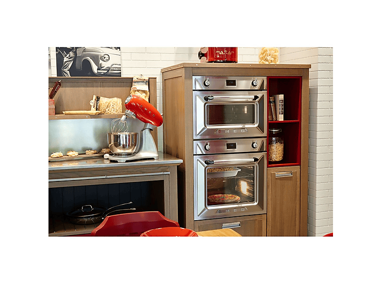 Robot amasador - Smeg SMF02RDEU ROJO, 800 W, 4,8 l