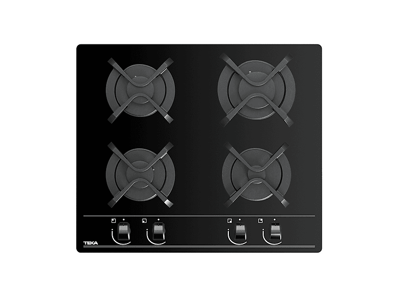 Placa de gas - Teka 112580005 GBC 64000 XBB, 4 zonas, Gas Butano, 600 mm, Negro