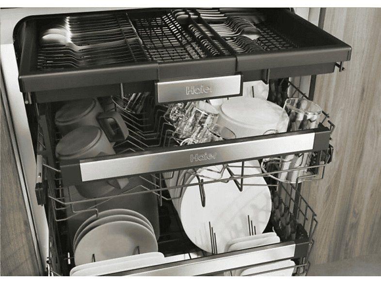 Lavavajillas integrable 60 cm - Haier XIB 6B2S3FS, 16 servicios, 12 programas, 598 mm, Inox