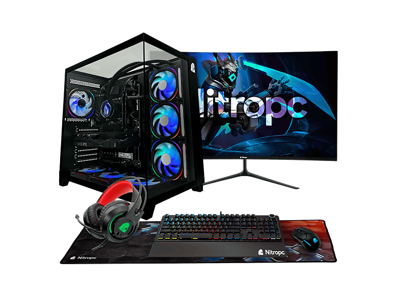 PC Gaming - Nitropc Pack Extremo, Intel Core i7-12700KF (12 núcleos, 20 hilos | 3,60 GHz hasta 5,00 GHz), Monitor 27" 300Hz, 32 GB RAM, 1 TB SSD