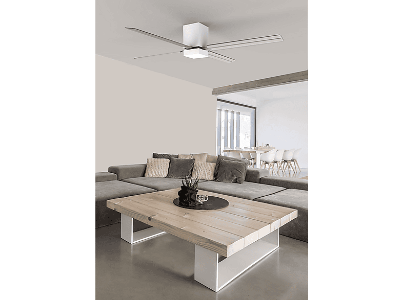 Ventilador de techo - Leds C4 30-8548-14-M1, 31 W, 5 velocidades, Blanco