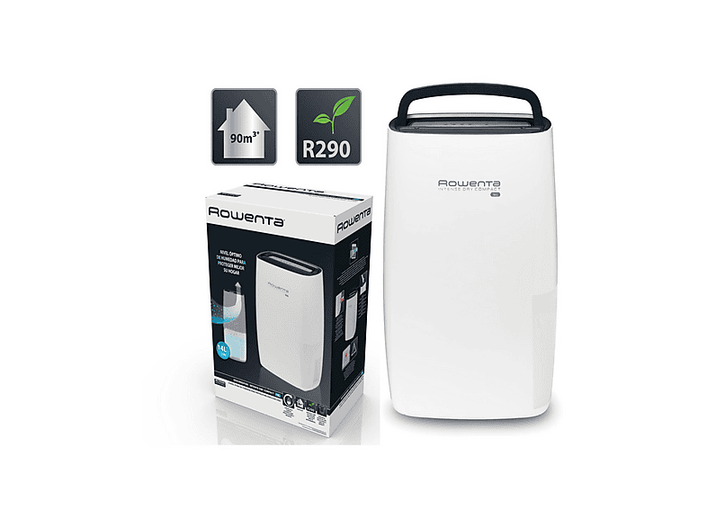 Deshumidificador - Rowenta DESHUMIDIFICADOR-DH4224 INTENSE DRY COMPACT -14L, 2,4 l, 90 m³, Blanco