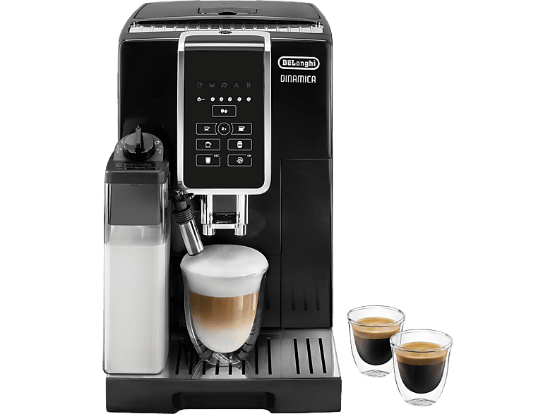 Cafetera superautomática - Delonghi ECAM350.50.B-DINAMICA CAPUCCINO, 15 bar, 1450 W, 0,6 ml, 2 tazas, Negro