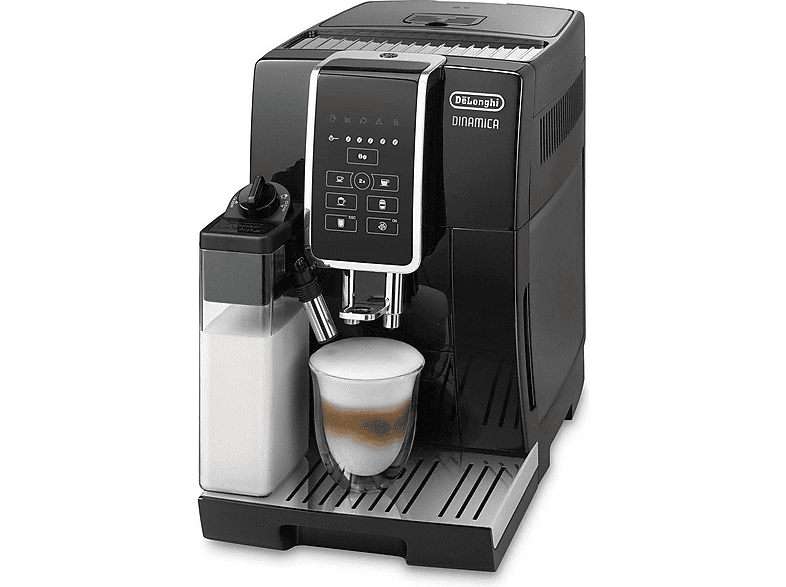 Cafetera superautomática - Delonghi ECAM350.50.B-DINAMICA CAPUCCINO, 15 bar, 1450 W, 0,6 ml, 2 tazas, Negro