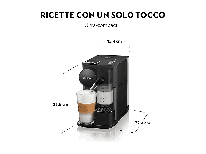 Cafetera de cápsulas - Delonghi EN510.B LATTISSIMA ONE NEW OR, 19 bar, 165 ml, 1450 W, Negro