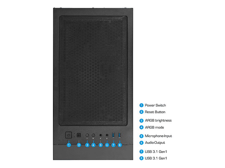 PC Gaming - Ankermann-PC Business V3, AMD Ryzen 5 5500, 16 GB RAM, 1 TB SSD, GeForce RTX™ 3050, Windows 11 Pro, negro