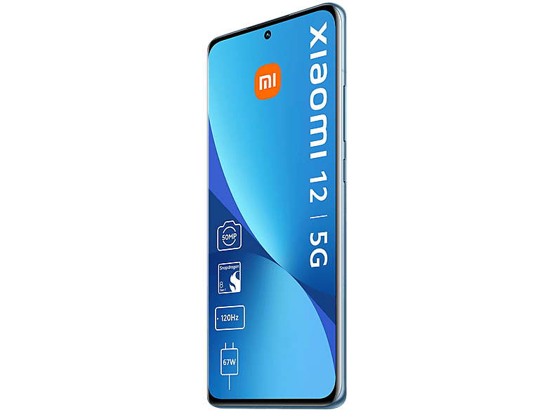 Smartphone - Xiaomi 12 6,25P/5G/8N/8+256GB/BL, Azul, Móvil Android, 8 GB RAM, 6,28 " Full HD+, Qualcomm Snapdragon® 8 Gen 1, 4500 mAh