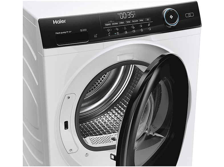 Secadora - Haier HD90-A3959S, Bomba de calor, 9,0 kg, 11 programas, Blanco
