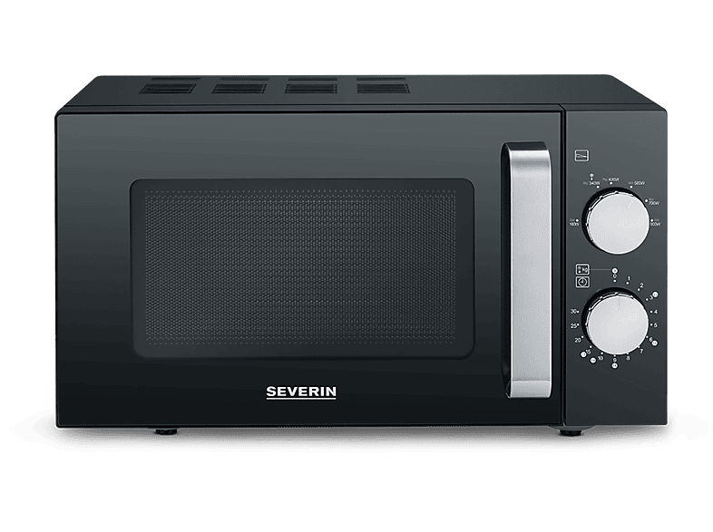 Microondas con base de vidrio - Severin MW 7761, 800 W, 6 potencia, 20 l, Negro