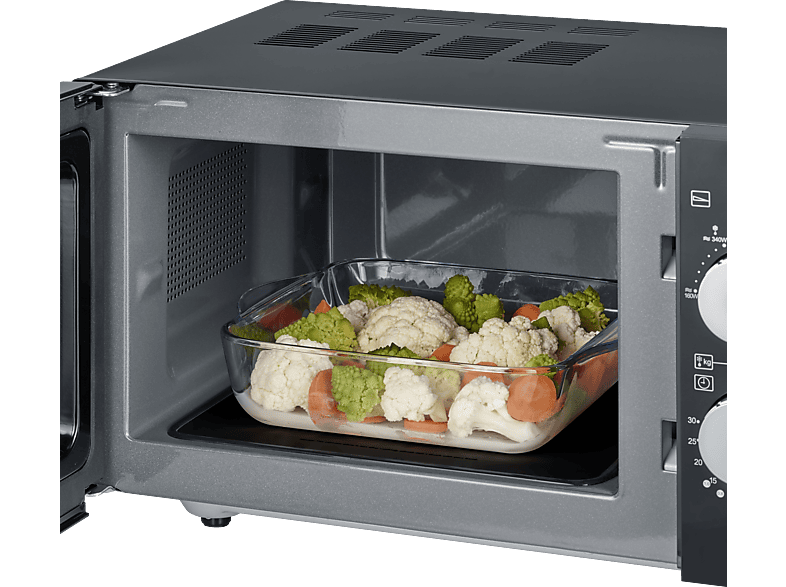 Microondas con base de vidrio - Severin MW 7761, 800 W, 6 potencia, 20 l, Negro