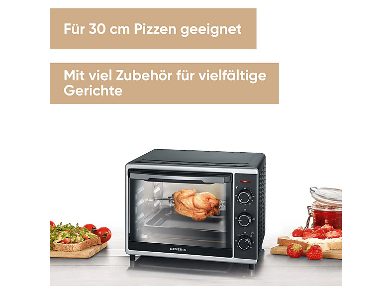 Horno de sobremesa - Severin TO 2056, 1600 W, 30 l, negro