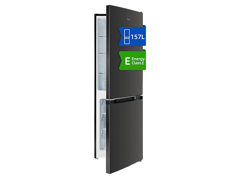 Frigorífico combi - Chiq FBM157L42, Puertas reversibles, nevera mediana, Estático, Altura 1,44 m, Capacidad 157 l, Color Inox Oscuro