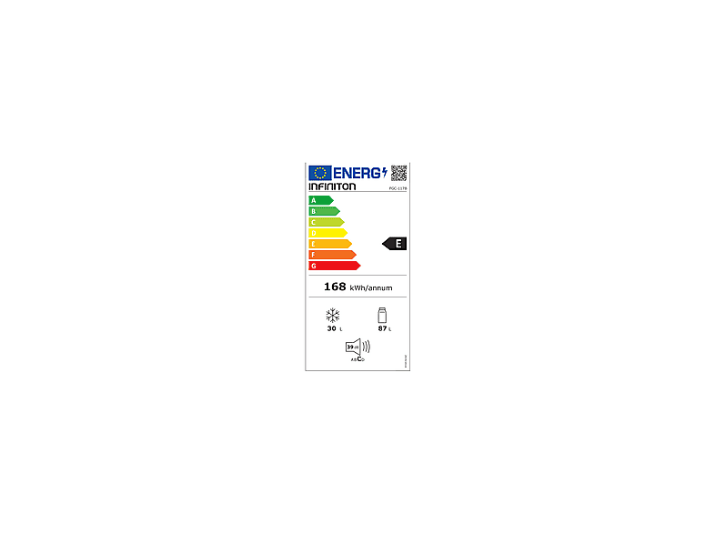 Frigorífico combi - Infiniton FGC-117B, No Frost, Smart Frost, Altura 1140 mm, Capacidad 117 l, Inox Negro