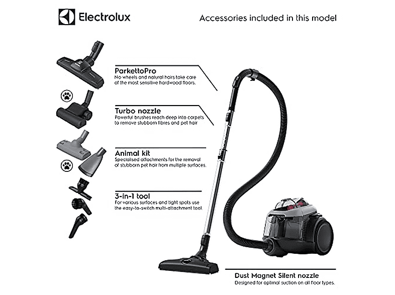 Aspirador sin bolsa - Electrolux 900 258 548, 700 W, Potencia de succión 700 W, Depósito 1,6 l, Gris