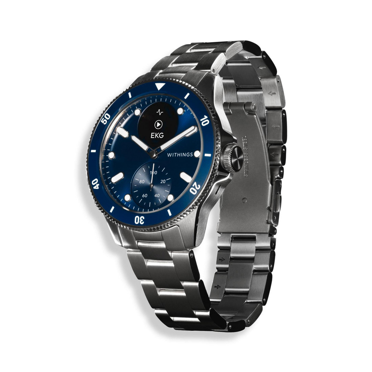 Smartwatch - Withings SCANWATCHHORIZONBLUE, Acero inoxidable, Azul