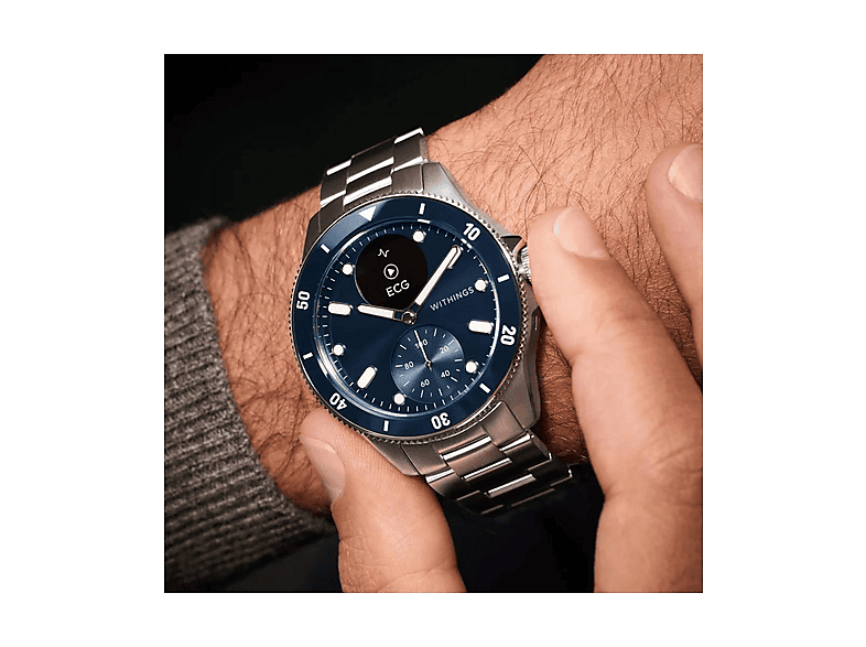 Smartwatch - Withings SCANWATCHHORIZONBLUE, Acero inoxidable, Azul
