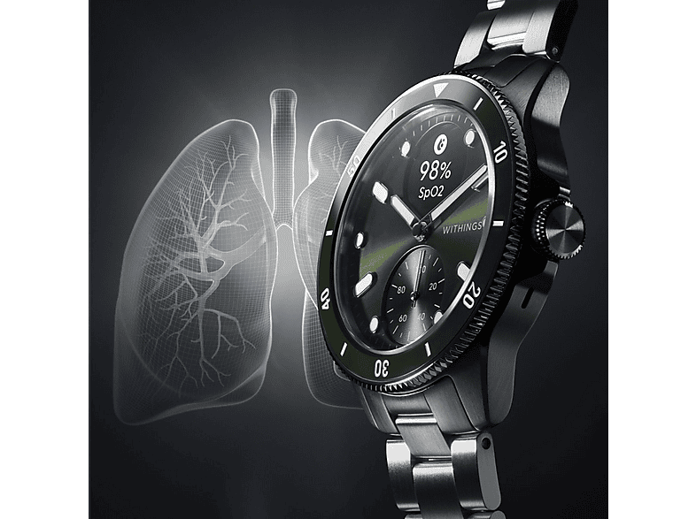 Smartwatch - Withings 3700546707292, Acero inoxidable, Verde