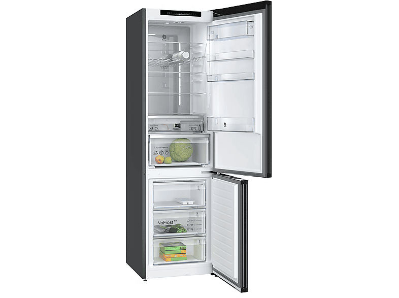 Frigorífico combi - Balay 3KFC869NI, No Frost, Altura 2030 mm, Capacidad 363 l, Negro