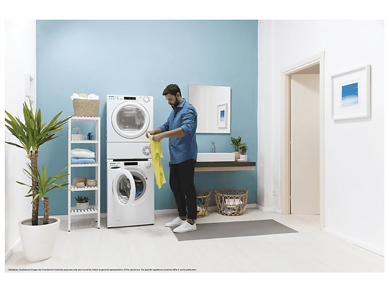 Secadora bomba de calor - Candy Smart Pro CSOE H8A2TE-S, BOMBA CALOR, 8 kg, 15 programas, Blanco