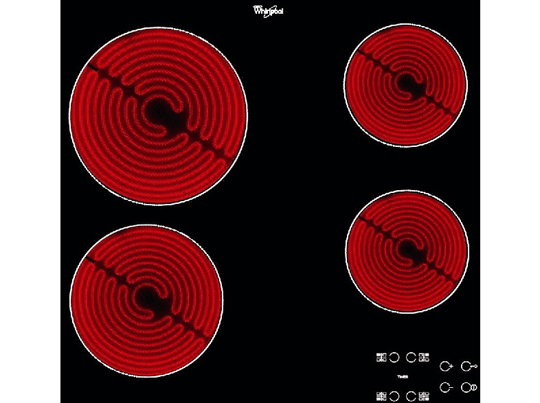 Encimera vitrocerámica - Whirlpool AKT 8090 /NE, 4 zonas, 580 mm, Negro