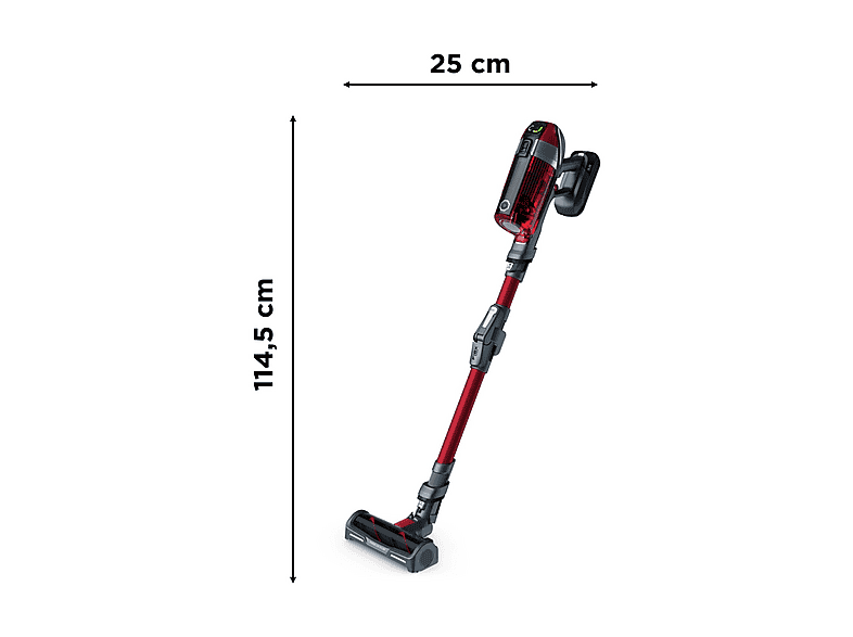 Aspirador escoba - Rowenta RH9829 X-FORCE 11.50 ANIMAL CARE, 320 W, Potencia de succión 130 AirWatt, Depósito 0,9 l, Autonomía 45 min, Rojo