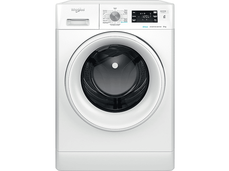 Lavadora carga frontal - Whirlpool FFB 8258 WV SP, 8 kg, 1200 rpm, 14 programas, Blanco / acero