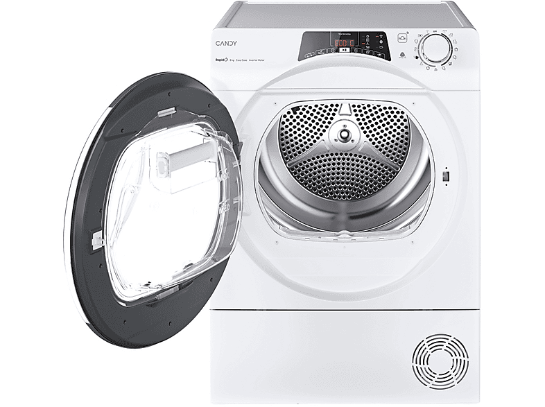 Secadora bomba de calor - Candy ROE H8A3TCEX-S, Bomba de calor, 8 kg, 14 programas, Blanco