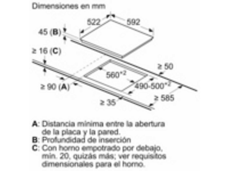Encimera vitrocerámica - Siemens ET61RBKB8E, 3 zonas, 592 mm, Negro