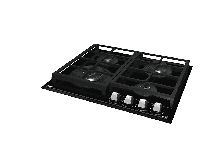 Placa de gas - Teka 112570191, 4 Fuegos zonas, Butano / Natural, 600 mm, Negro