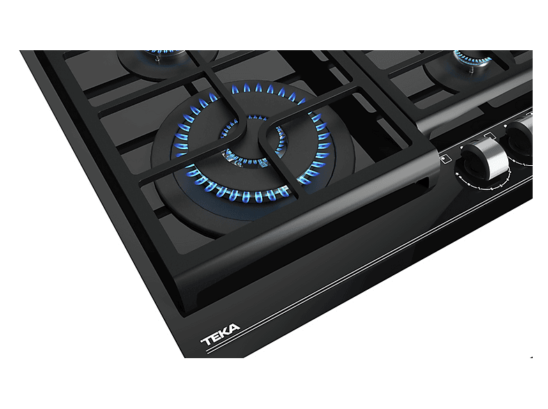 Placa de gas - Teka 112570191, 4 Fuegos zonas, Butano / Natural, 600 mm, Negro